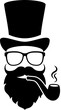 Old fashioned gentleman with pipe, vector cartoon