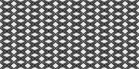 Poster - White rhombuses and horizontally elongated quadrangles alternate in a seamless pattern. Suitable for packaging, printing, decor and stylish design.