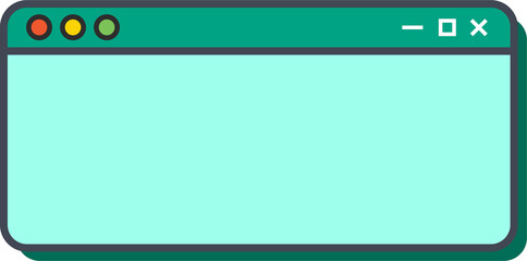 Colorful blank computer window template for advertisement. Pop up user interface.