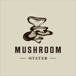 oyster mushroom logo vector vintage illustration template icon graphic design. organic food sign or symbol for farm product with retro style