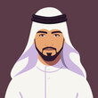 © mr_bachinsky - Portrait of bearded arab business man wearing UAE traditional dress. Oriental businessman. The guy in national clothes. Abstract male portrait, full face. Stock vector illustration in flat style.