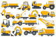 © Mykola Syvak - Set of construction machines equipment. Special vehicles for construction work. Forklifts, excavator