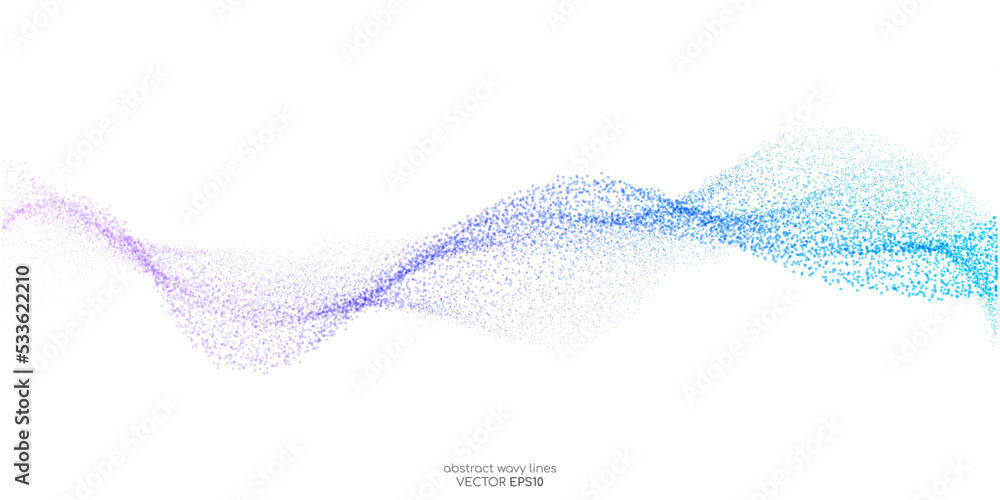 Abstract dots particles flowing wavy colorful blue purple gradient ...