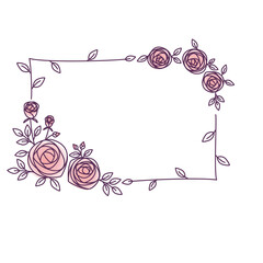 Wall Mural - hand drawn rose frame illustration