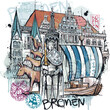 Handgezeichnete Bremen Collage