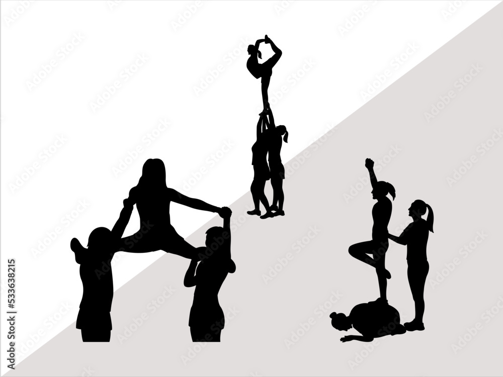 Cheer Stunt Svg Cut Files Cheer Leading Silhouette Cheer Team