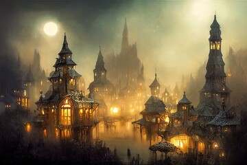 Wall Mural - Magical kingdom at night