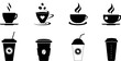 Vector Collection of icons on the theme of tea and coffee. Contours and silhouettes.