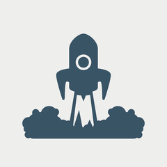 Wall Mural - rocket launch simple silhouette icon on white