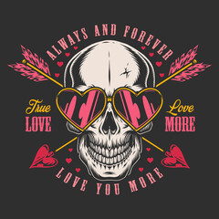 Poster - Romantic skull colorful poster vintage