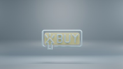 Aufkleber - Beautiful abstract Buy Button yellow light symbol icons on a blue background. 3d rendering illustration. Background pattern for design. Online Shopping.