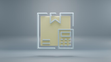 Aufkleber - Beautiful abstract Delivery Box Calculator yellow light symbol icons on a blue background. 3d rendering illustration. Background pattern for design. Online Shopping.