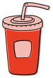 Cup of soda drink. Fast food sketch. Color illustration. Hand drawn icon for restaurant menu