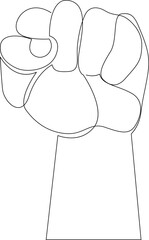 Wall Mural - Continuous line drawing of fist hand. Hand drawn minimalism rebel, freedom and protest theme.