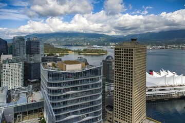 Canvas Print - Vancouver, city in Canada, aerial view 