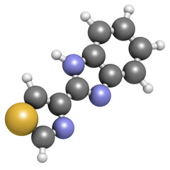 Poster - thiabendazole (tiabendazole) fungicidal and anti-parasite molecule. Used as food preservative and antihelmintic drug.