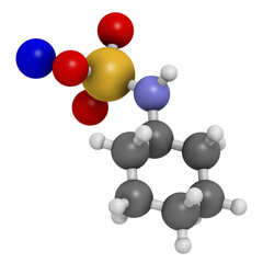 Sodium cyclamate artificial sweetener molecule. 3D rendering.