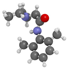 Canvas Print - lidocaine local anesthetic drug molecule. Also known as xylocaine or lignocaine.