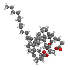 Sticker - Fish oil triglyceride, molecular model