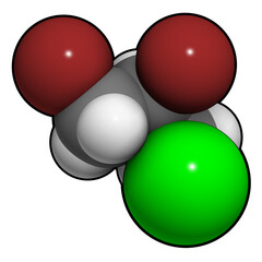 Sticker - Dibromochloropropane (DBCP) soil fumigant molecule. Nematicide used in agriculture.