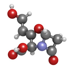 Poster - Clavulanic acid beta-lactamase blocker drug, chemical structure. Often combined with beta-lactam class antibiotics.