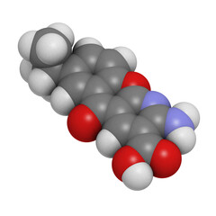 Poster - Amlexanox canker sore drug, molecular model.