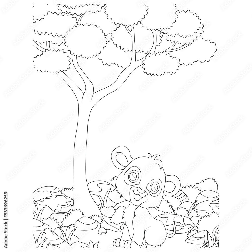 funny animal coloring page for kids Stock Vector | Adobe Stock