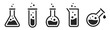 © Comauthor - Lab flask icon set. Chemical test tube collection. Сhemistry and biology symbol. Experiment flasks, laboratory glassware, or beaker equipment icons. Health medical lab logo - stock vector
