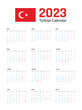 © SANALRENK - 2023 Türkiye Calendar. Türkiye Calendar 2023. Türkiye 2023 Calendar. Vector illustration.