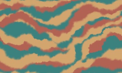 Wall Mural - Retro abstract blurred wavy seamless pattern. Watercolor stains in beige turquoise and brown colors. Soft colorful waves