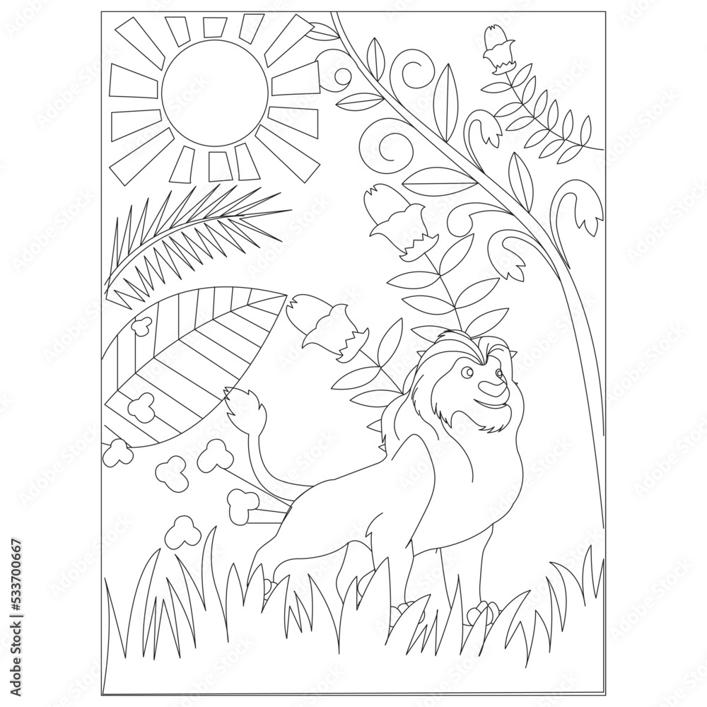funny animal coloring page for kids Stock Vector | Adobe Stock
