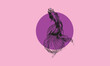 Betta fish vector illustration, Siamese Fighting Fish design template at pink purple background.