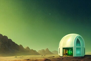 Wall Mural - digital illustration of the settlement of mars. a modular habitat model.