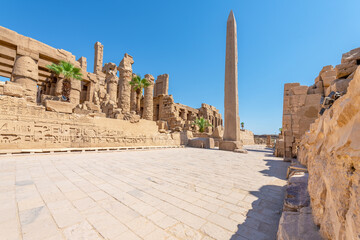 Wall Mural - Luxor, Egypt; September 24, 2022 - A massive obelisk in the Karnak Temple