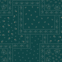 Patchwork Pattern On Green Background 