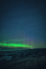 Wall Mural - Coastline of Denmark at night with northern lights. High quality photo
