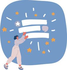 Wall Mural - vector illustration of person is website building. app interface