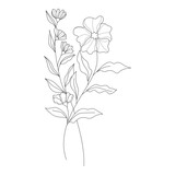 Fototapeta Kosmos - Botanical leaf Wildflower Line art
