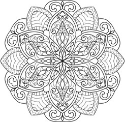 Mandala isolated on the white background.Doodle pattern.ornament design for coloring page