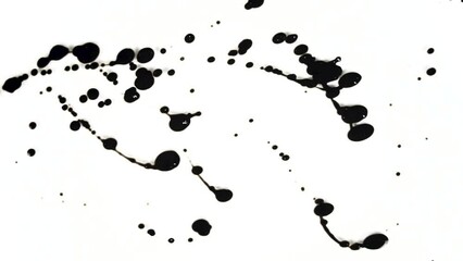 Poster - Drop black paint animation on the isolated white background. Abstract black ink footage for artistic overlay, transition and texture footage.