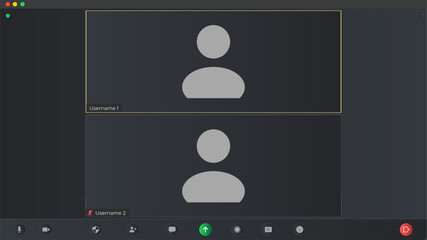 Online video call interface template with user icon. Application for calls. Communication windows for app and desktop. Video call illustration. Mockup Kit interface.