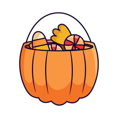 Sticker - pumpkin bucket with candies