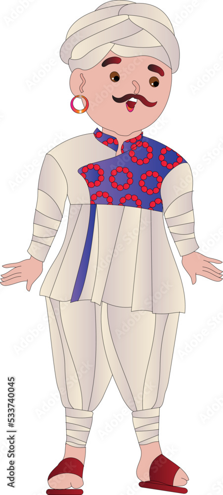a young Indian Gujrati man dressed in ethnic Indian Gujrati dress and smiling Stock Vector Adobe Stock