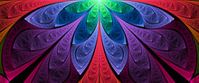 Computer Generated Abstract Illustration Beautiful Colorful Petal Flower, Kaleidoscope Design Background, Abstract Concept Floral Unique Mandala Kaleidoscopic Creative Inimitable Graphic Design