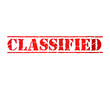 Classified stamp text.Isolated red classified label