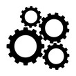 Cogwheels or gears icon. Connected cogwheels in working mechanism. Vector Illustration
