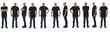 © Curto - line of large group of  same man with casual clothing various poses on white background