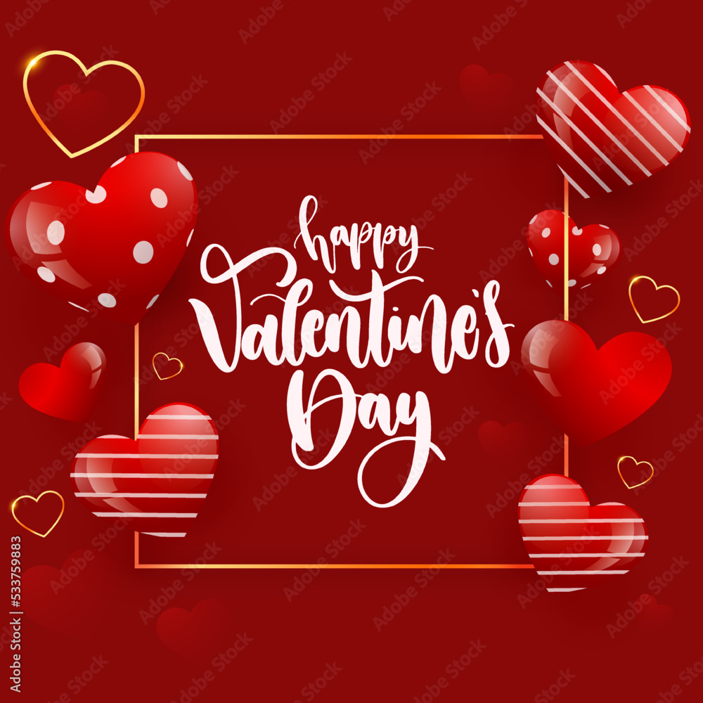 Vector Saint valentines day greeting card with hearts on red background ...