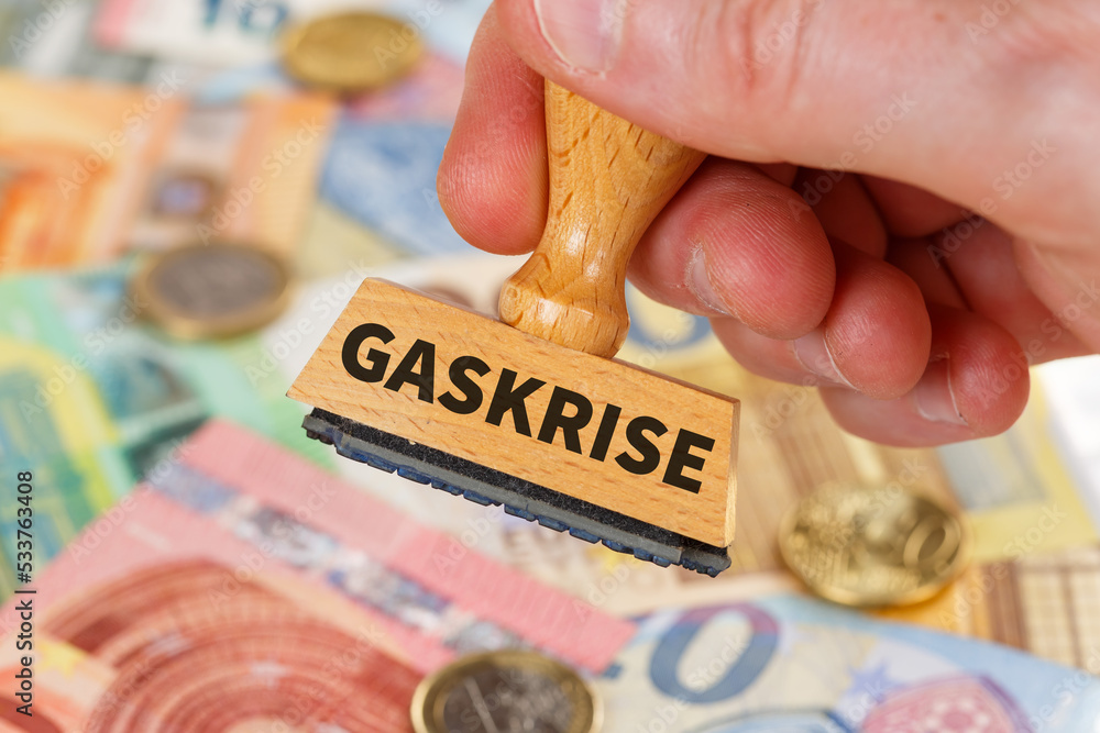 Gaskrise auf Stempel Gas Krise Symbolbild Kosten der Energieversorgung ...