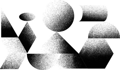 Distorted geometric shape . Minimal art design . Noise destroyed  logo . Trendy grainy shapes . Graph print texture .Spray effect .Grunge texture . Distressed element .vector 
